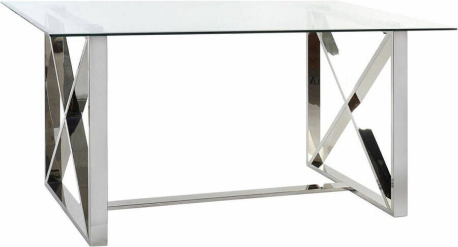 DKD Home Decor Eettafel Kristal Ziverachtig Transparant Staal (170 x 90 x 75 cm)