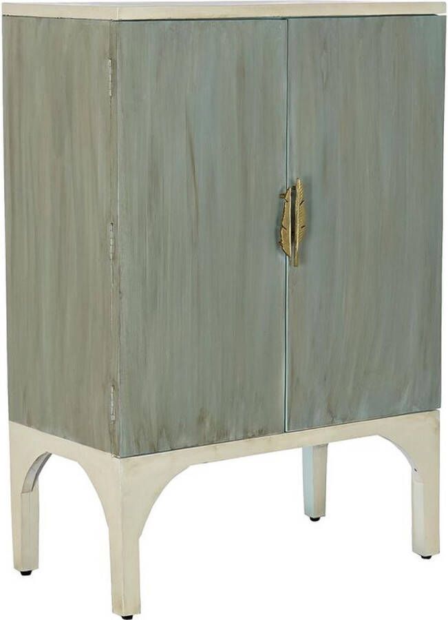 DKD Home Decor Gemakkelijk verplaatsbare meubels BAR Beige Metaal Hout Turkoois (90 x 48 x 130 cm)