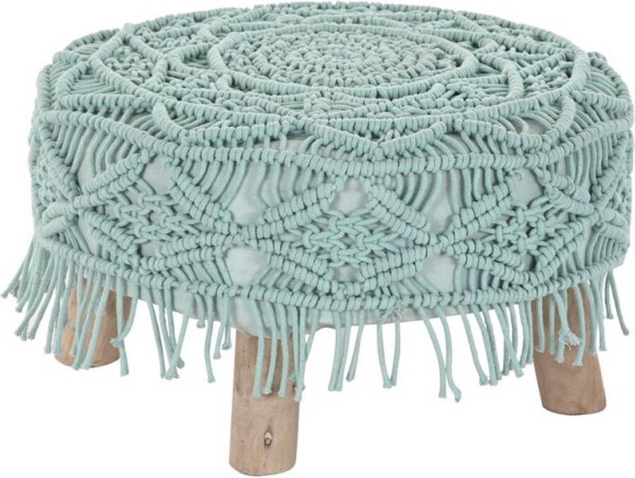 DKD Home Decor Gemakkelijk verplaatsbare meubels Natuurlijk Hout Bruin Katoen Munt (53 x 53 x 31 cm) (50 x 50 x 30 cm)