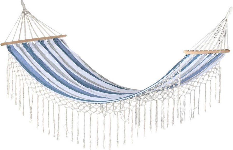 DKD Home Decor Hangmat Strepen Blauw Wit (200 X 100 X 5 Cm)