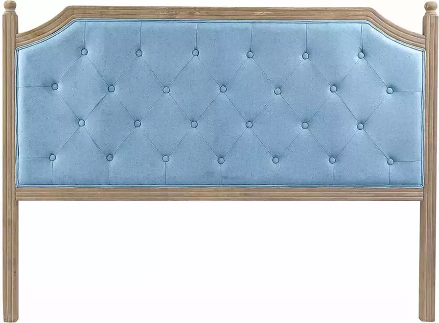 DKD Home Decor Hoofdbord Natuurlijk Blauw Linnen Rubberwood (160 x 6 x 120 cm)