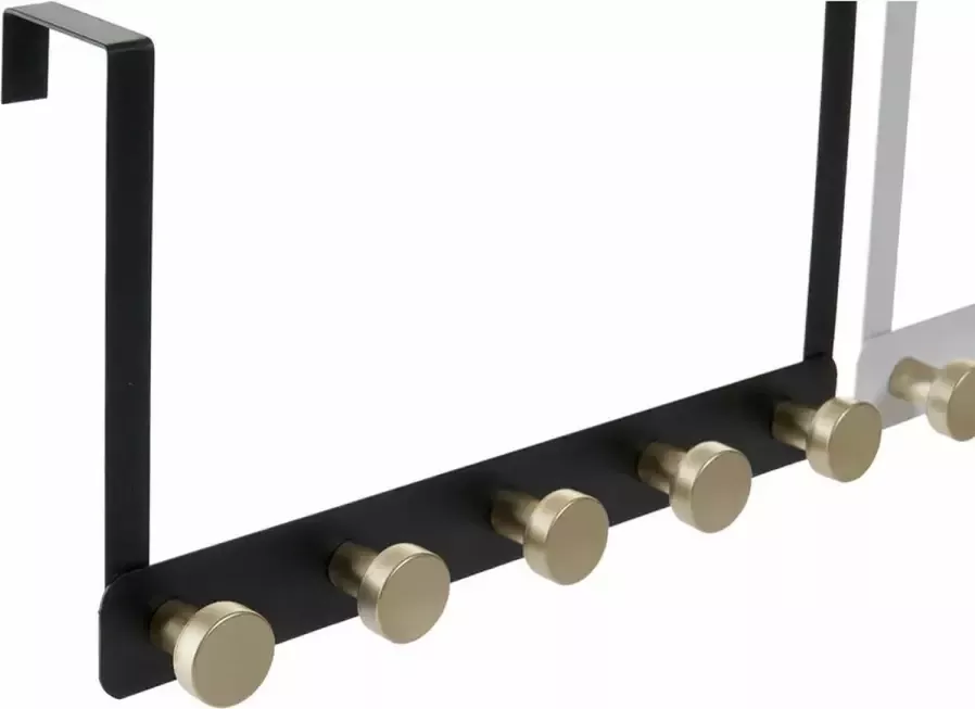 DKD Home Decor Kapstok voor deur Zwart Gouden Metaal Wit (33 x 5 x 20 cm) (2 Stuks)