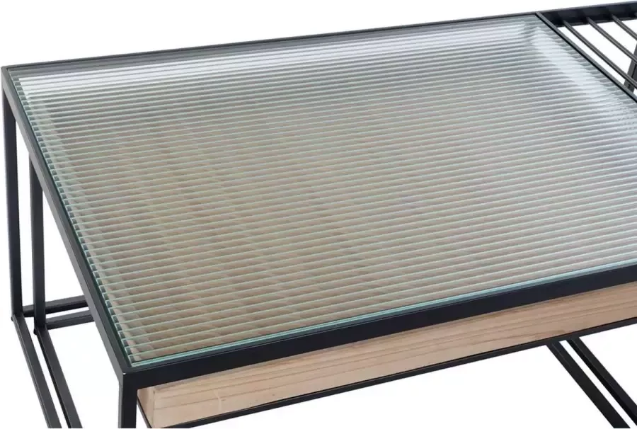 DKD Home Decor Koffietafel Hout Metaal Bamboe Kristal (2 pcs) (110 x 60 x 45 cm) (79 x 56 x 41.5 cm)