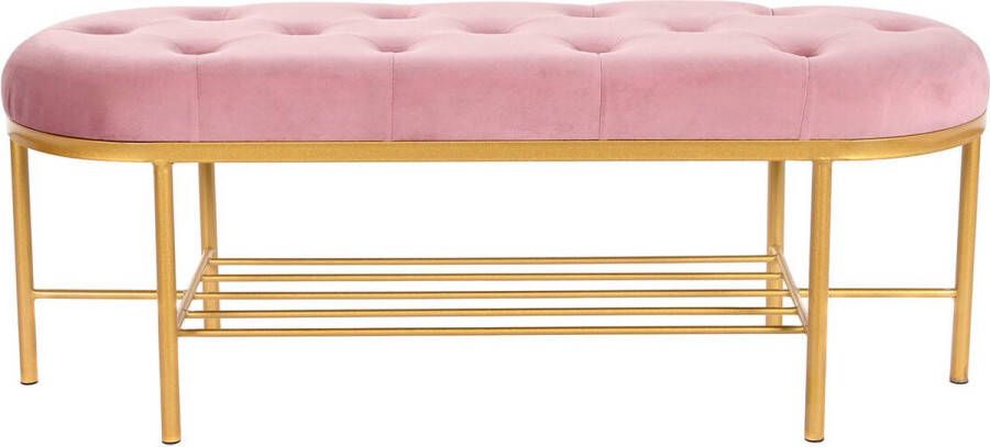 DKD Home Decor Kruk 100 x 35 x 40 cm Roze Gouden Metaal