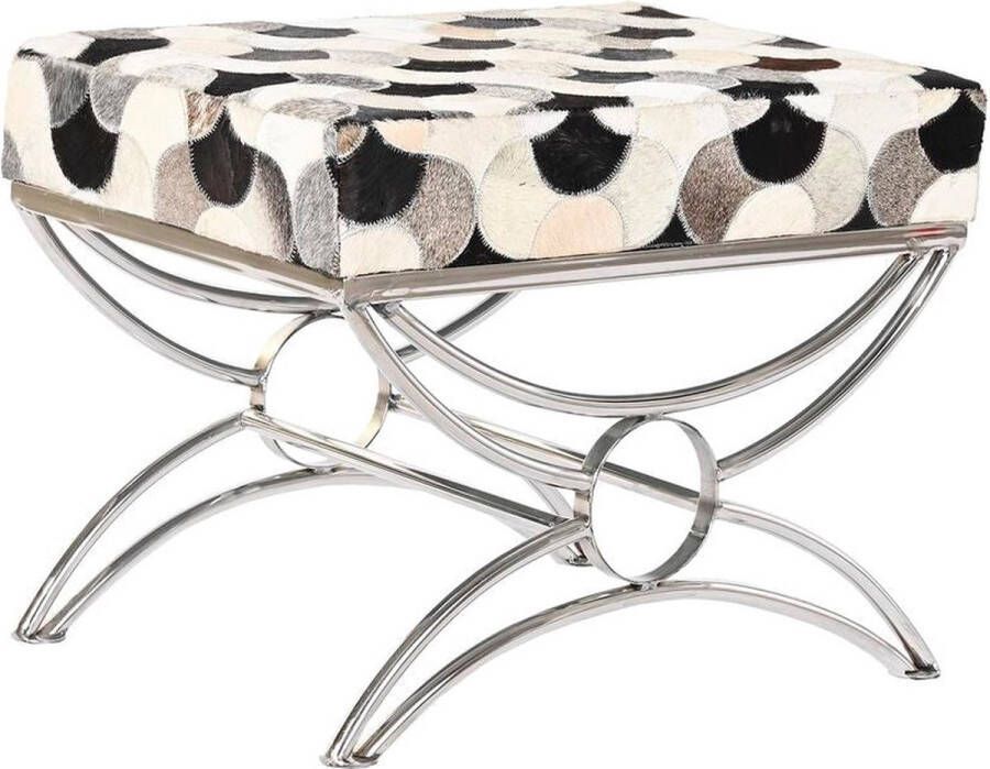 DKD Home Decor Kruk 53 x 40 x 43 cm Zilverkleurig Zwart Staal Wit - Foto 2