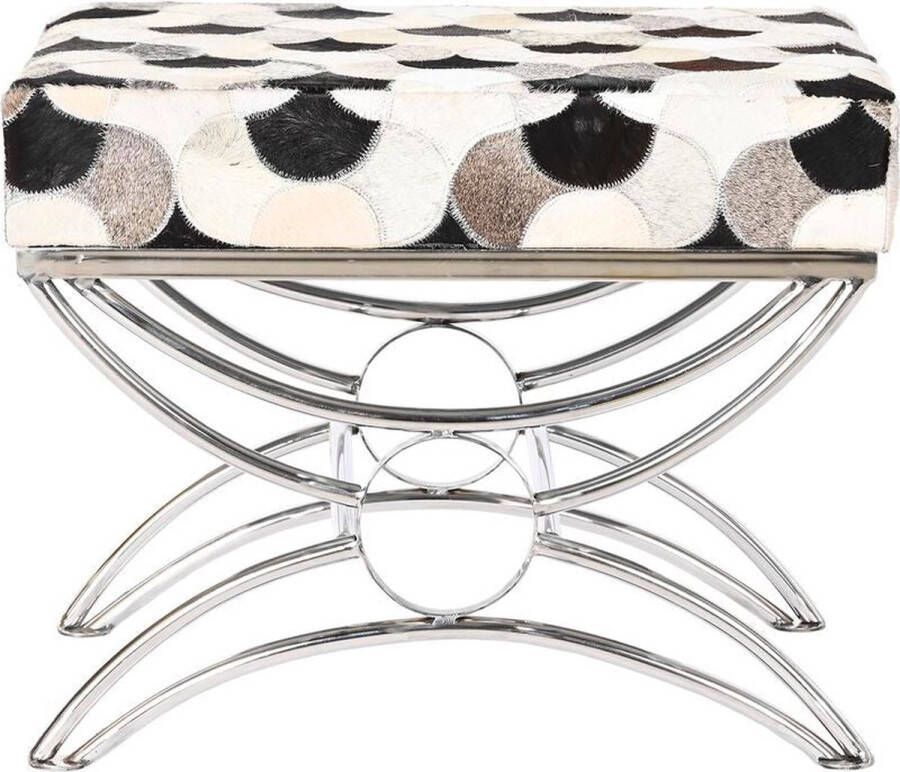 DKD Home Decor Kruk 53 x 40 x 43 cm Zilverkleurig Zwart Staal Wit