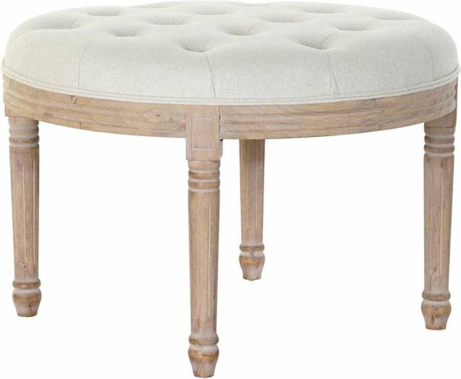 DKD Home Decor Kruk 8424001794409 Natuurlijk Beige Linnen Rubberwood (70 x 70 x 47 cm)