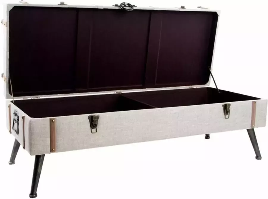 DKD Home Decor Kruk Beige Linnen Hout MDF (122 x 47 x 43 cm)