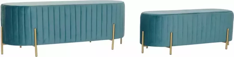 DKD Home Decor Kruk Blauw Gouden Metaal Polyester Fluweel (123 x 50 x 45 cm)