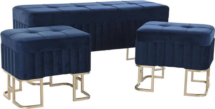 DKD Home Decor Kruk Blauw Metaal Fluweel (110 x 40 x 47 cm)