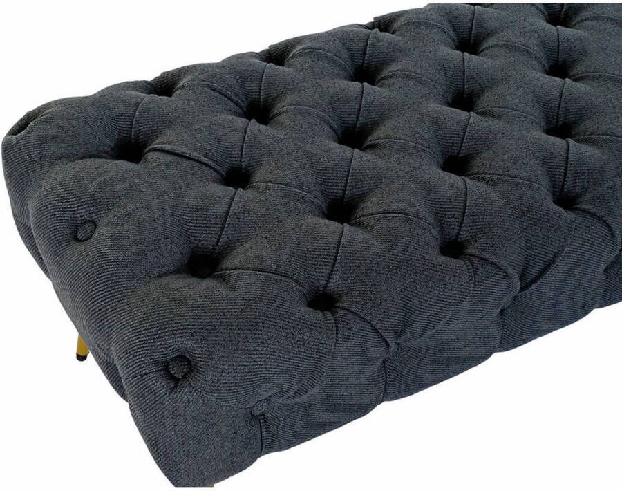 DKD Home Decor Vintage Zitbank Pleun Linnen Metaal Blauw 103x46x42cm