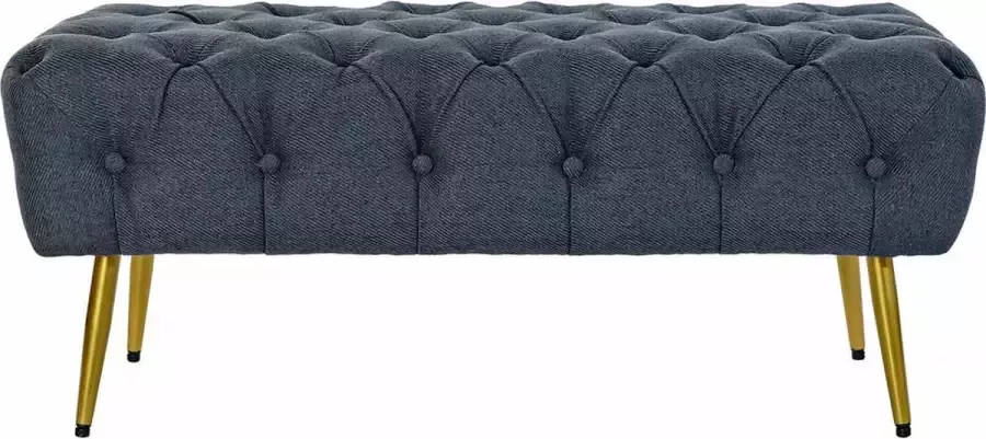DKD Home Decor Vintage Zitbank Pleun Linnen Metaal Blauw 103x46x42cm - Foto 4