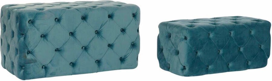 DKD Home Decor Kruk Blauw Polyester Fluweel Hout MDF (88 x 53 x 48 cm)