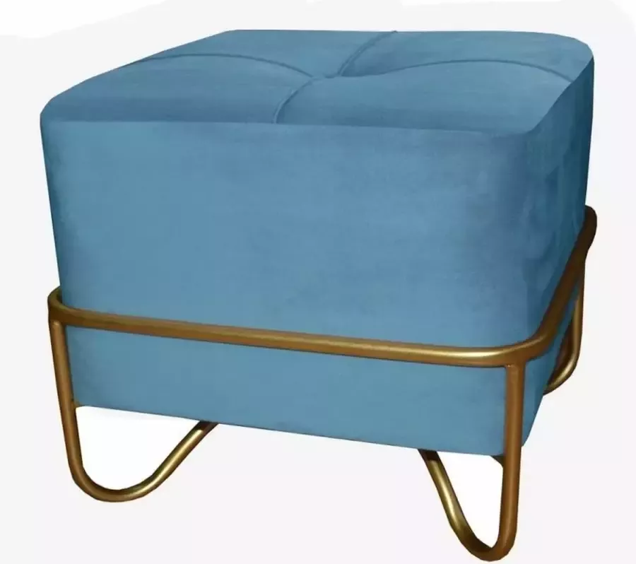 Maison de france Kruk DKD Home Decor Blauw Polyester Schuim Metaal Gouden Hout MDF (42 x 42 x 38 cm)