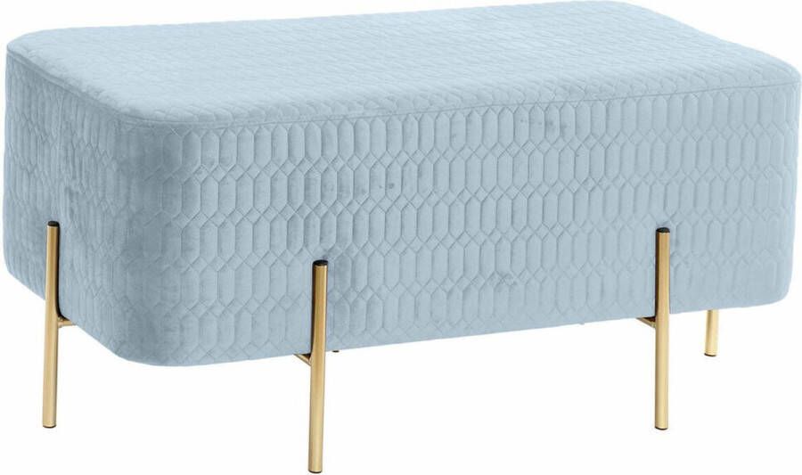 DKD Home Decor Kruk Gouden Metaal Polyester Hemelsblauw Spons (91 x 46 5 x 42 cm)