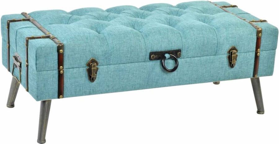 DKD Home Decor Kruk Metaal Polyester Marineblauw Hout MDF (102 x 42 x 40 cm)