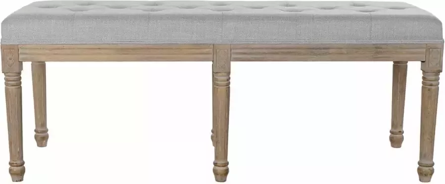 DKD Home Decor Kruk Natuurlijk Polyester Linnen Rubberwood Donker grijs (122 x 41 x 46 cm)