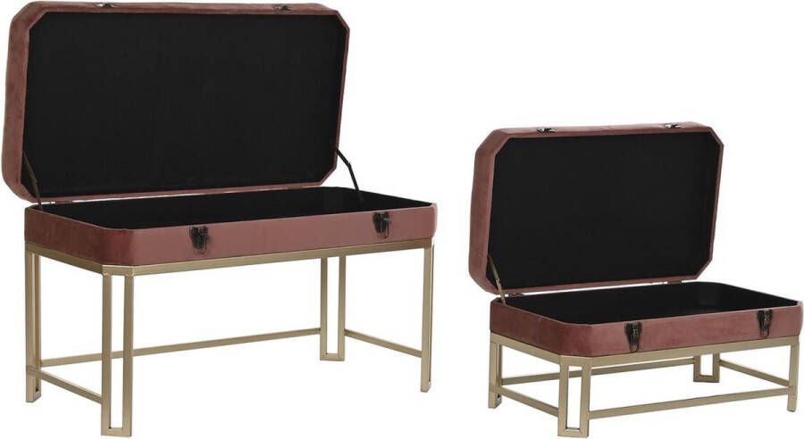 DKD Home Decor Kruk Roze Gouden Metaal Fluweel (80 x 40 x 47 cm)