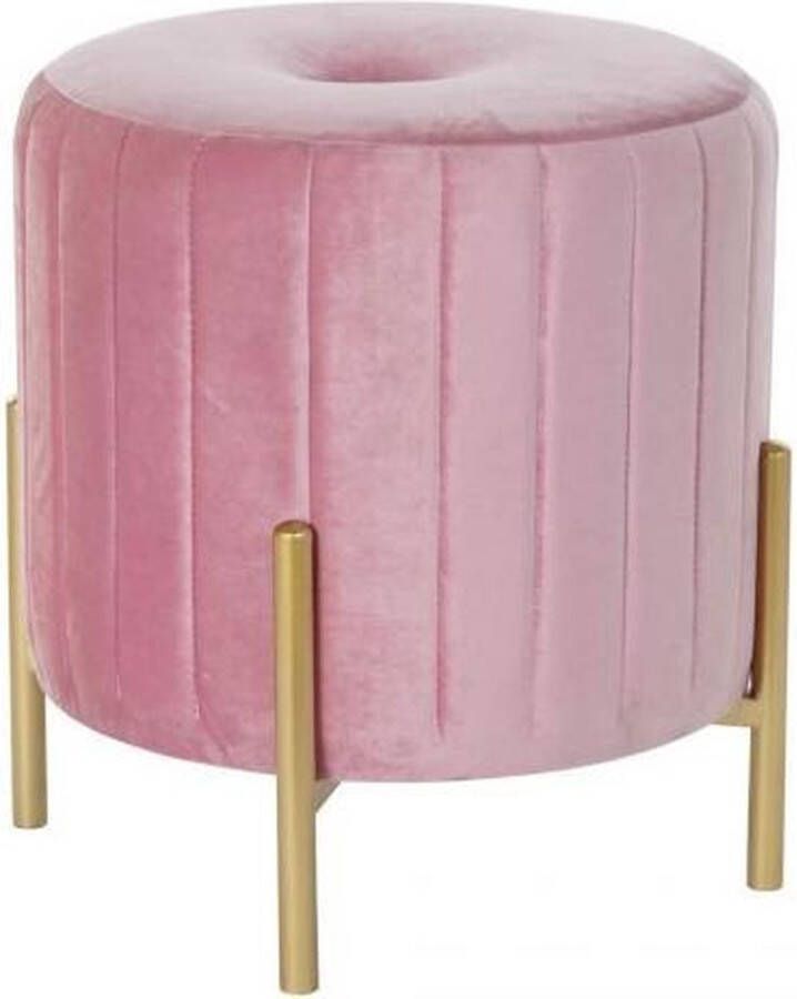 DKD Home Decor Kruk Roze Gouden Metaal Polyester Fluweel (123 x 50 x 45 cm)