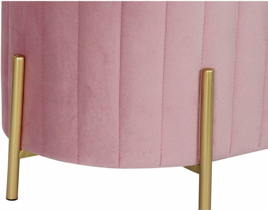 DKD Home Decor Kruk Roze Gouden Metaal Polyester Fluweel (123 x 50 x 45 cm)