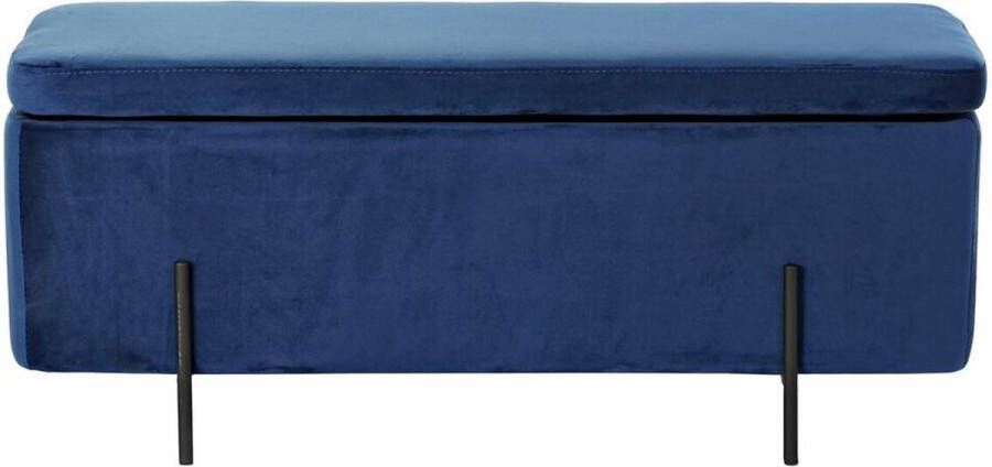 DKD Home Decor Kruk Zwart Blauw Metaal Polyester Fluweel (108 x 46 x 45 cm) - Foto 2