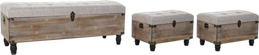 DKD Home Decor Kruk Zwart Grijs Hout Bruin Polyester (120 x 40 x 42 cm)