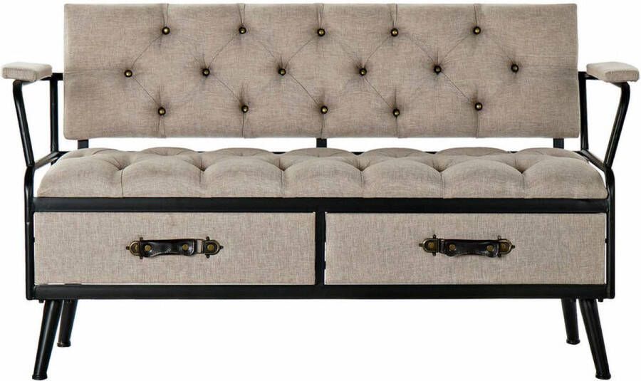 DKD Home Decor Kruk Zwart Grijs Metaal Hout Polyester (136 x 44 x 76 cm)