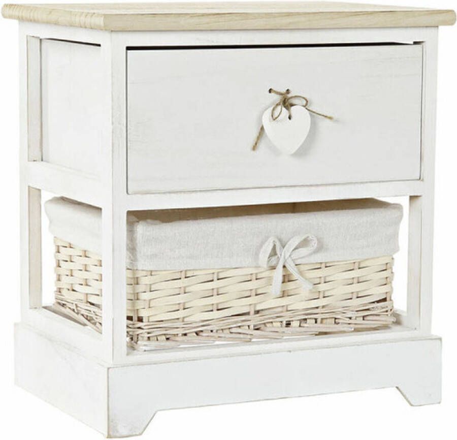 DKD Home Decor Ladenkast Natuurlijk Wit vlechtwerk Paulownia hout (40 x 29 x 42 5 cm)