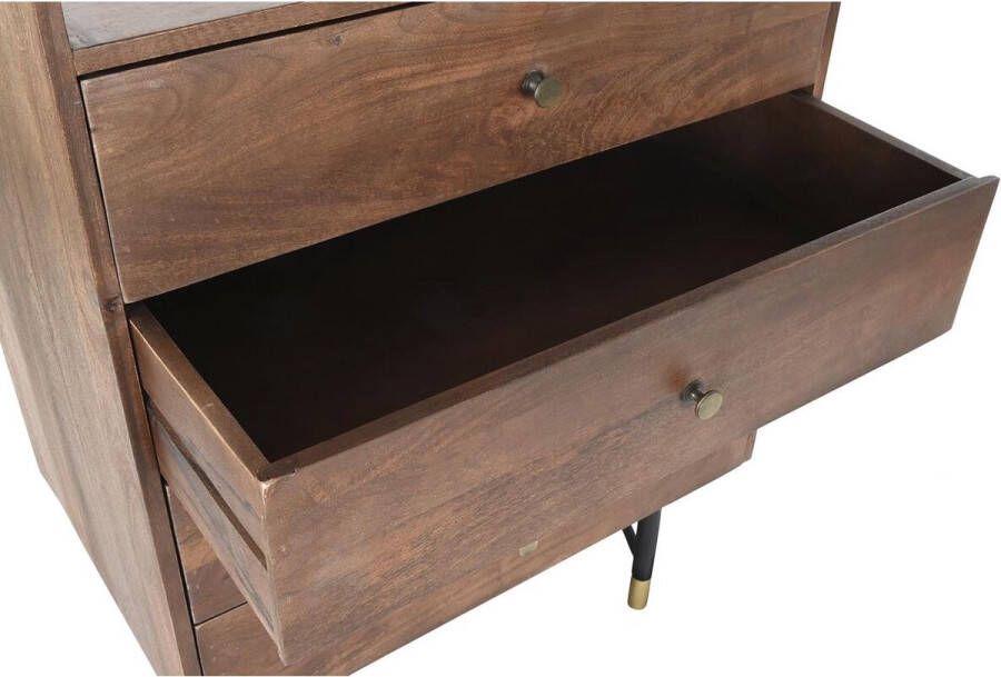 DKD Home Decor Ladenkast Zwart Gouden Metaal Donkerbruin Mangohout Modern (70 x 45 x 92 cm)