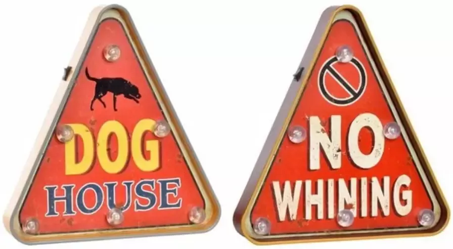 DKD Home Decor Lamp Dog House No Whining (2 Stuks) (30 x 5 x 32 cm) (30 x 5 x 32 cm)