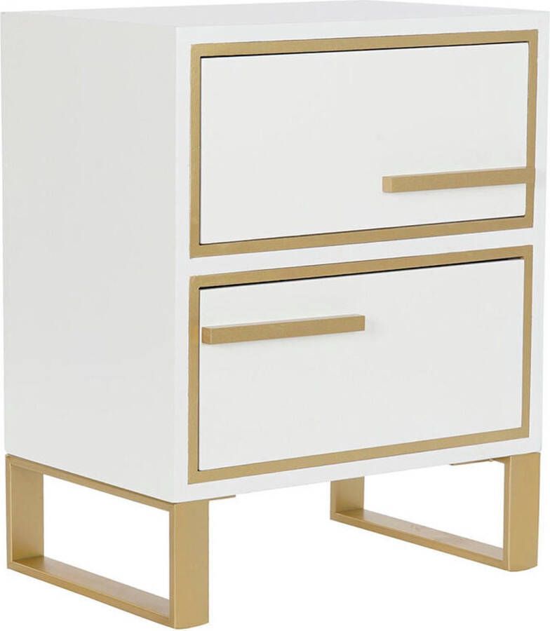 DKD Home Decor Nachtkastje Gouden Metaal Wit Hout MDF (45 x 30 x 56 cm)