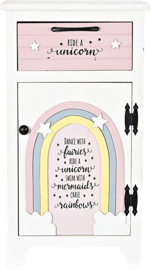 DKD Home Decor Nachtkastje Kinderen Grijs Roze Wit Geel (40 x 29 x 73 5 cm)