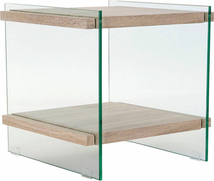 Maison de france Nachtkastje bedside table glass mdf 50x50x49 tempered natural