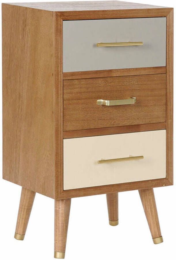DKD Home Decor Nachtkastje Metaal Paulownia hout Grijs Multicolour Crème Natuurlijk 40 x 30 x 71 cm - Foto 2