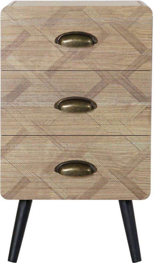 DKD Home Decor Nachtkastje Natuurlijk Hout Geometrisch (37 x 31 x 65 cm)