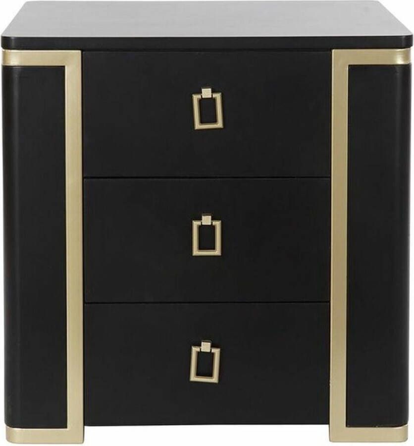 DKD Home Decor Nachtkastje Zwart Gouden Metaal Hout 50 x 40 x 50 cm