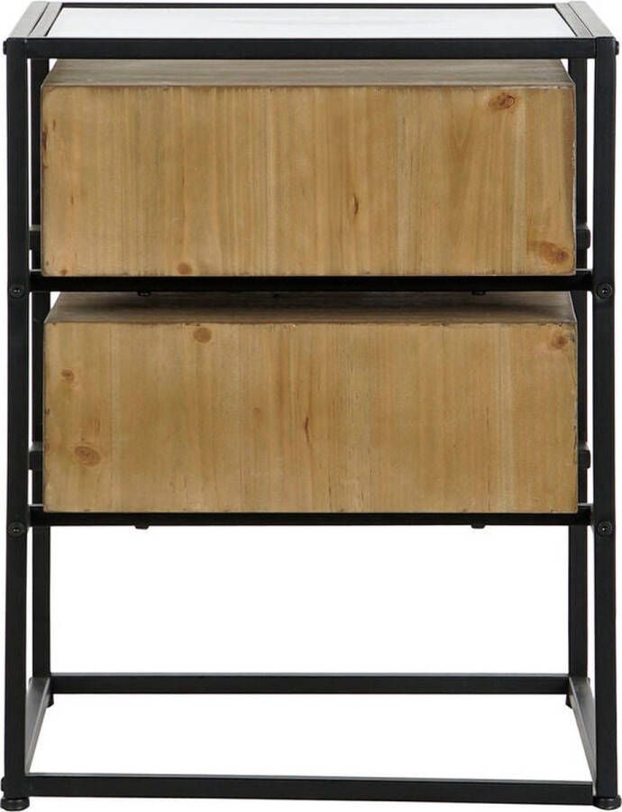 DKD Home Decor Nachtkastje Zwart Natuurlijk Metaal Hout MDF 45 x 45 x 58 cm