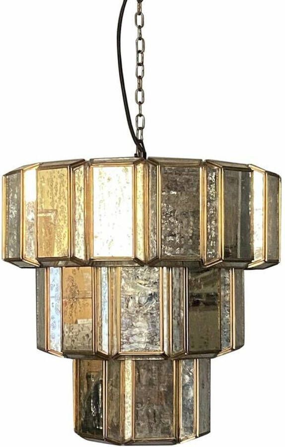DKD Home Decor Plafondlamp Kristal Gouden Ijzer (43 x 43 x 43 cm)