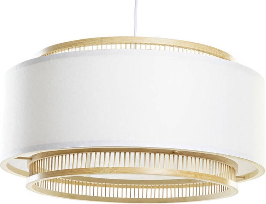 DKD Home Decor Plafondlamp Natuurlijk Polyester Wit Bamboe 50 W (50 x 50 x 25 cm)