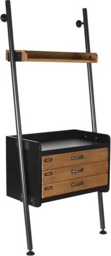 DKD Home Decor Planken Spar Natuurlijk Zwart Metaal 1 Planken (67 x 40 x 155 cm) - Foto 2