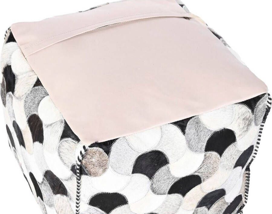 DKD Home Decor Poef Zwart Wit Polyester Leer (45 x 45 x 40 cm)