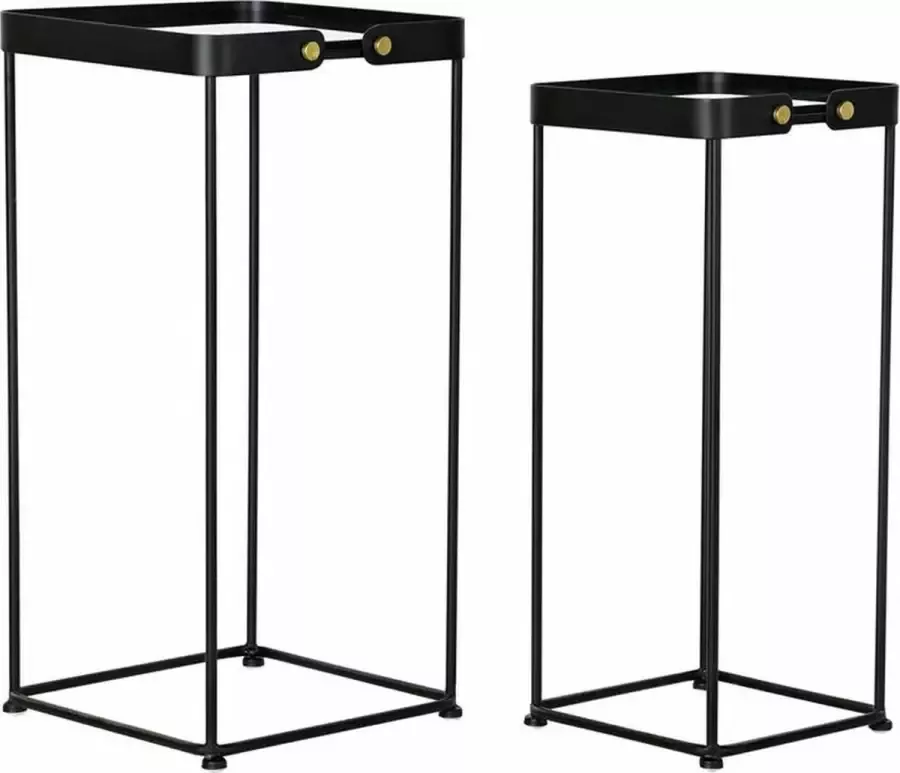 Maison de france Set van 2 kleine tafels DKD Home Decor Kristal Zwart Metaal (31 x 31 x 64 cm) (2 pcs)