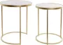 DKD Home Decor Set van 2 tafels Gouden Metaal Hout Wit (2 pcs) (30 x 30 x 41 cm) (35 x 35 x 44 cm) - Thumbnail 2