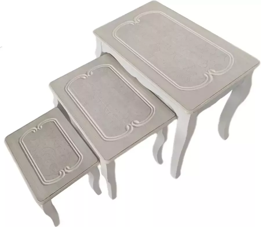 DKD Home Decor Set van 3 tafels Hout Wit Hout MDF (53 x 35 x 47 cm)