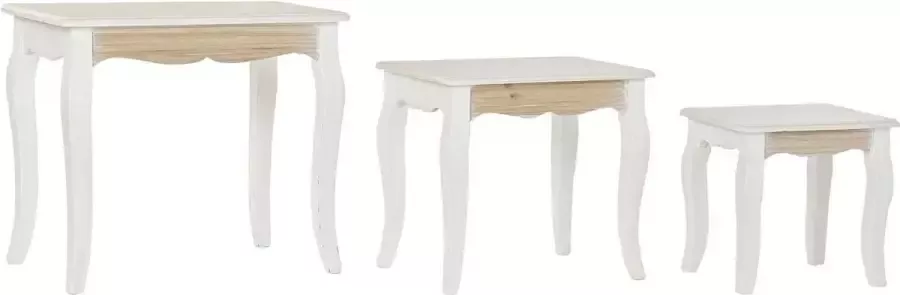 DKD Home Decor Set van 3 tafels Natuurlijk Hout MDF Wit (53 x 35 x 47 cm)