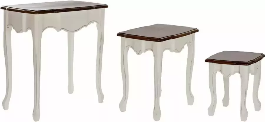 DKD Home Decor Set van 3 tafels Wit (3 pcs) (60 x 40 x 66 cm) - Foto 2