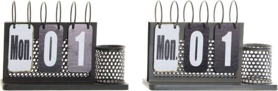 DKD Home Decor Tafelkalender Zwart Metaal Lichtgrijs (26 x 8 x 18 cm) - Foto 2