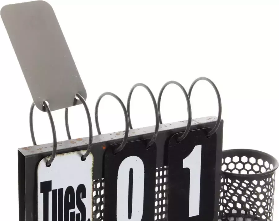DKD Home Decor Tafelkalender Zwart Metaal Lichtgrijs (26 x 8 x 18 cm)