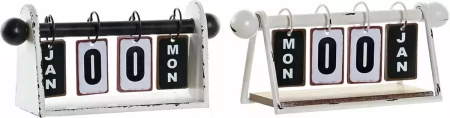 DKD Home Decor Tafelkalender Zwart Metaal Hout Bruin Wit PVC (28.5 x 11 x 13.5 cm) (2 pcs) - Foto 2