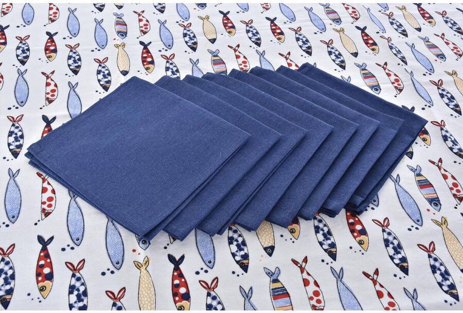 DKD Home Decor Tafellinnenset 150 x 250 x 0 5 cm Rood Blauw Wit (2 Stuks)